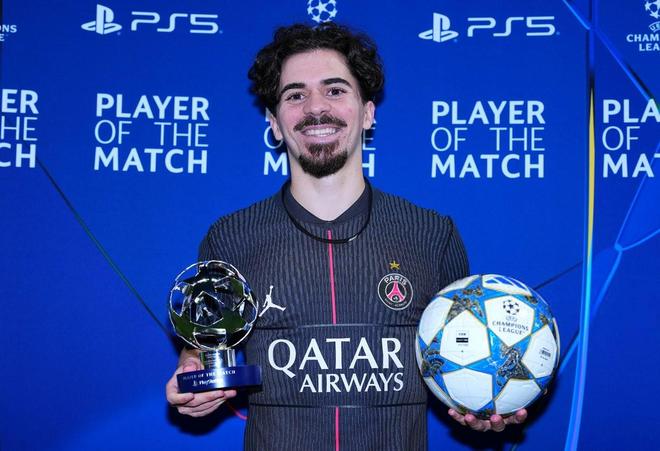 帽子戏法，维蒂尼亚当选巴黎vs热刺全场最佳球员